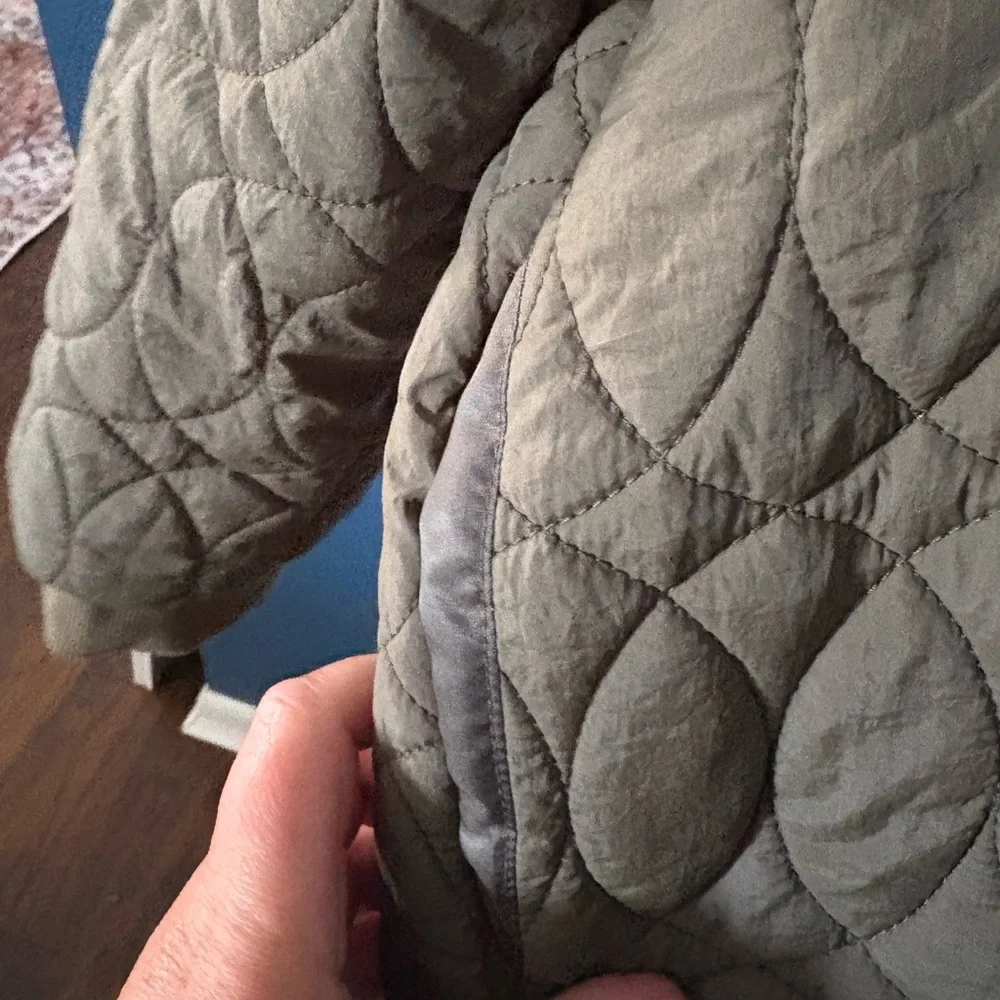 Shein Olive Quilted Bomber Jacket with Hood size 3x